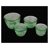 4 Green Glass Measuring Cups