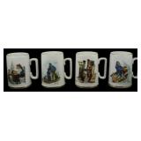 4 Collectible Norman Rockwell Mugs 4.5'