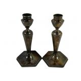 2 Silver Plated Candleholders - 7.25' Tall