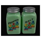 Jadeite Salt & Pepper Shakers - 4' Tall