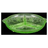 Vtg Anchor Hocking Uranium Cameo Relish Dish
