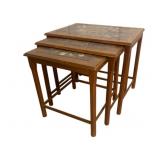 Danish Teak Tile Top Nesting Table Set