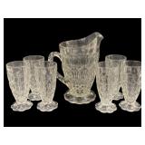 7 Pc Set Jeannette 'Thumbprint' Pitcher & Glasses
