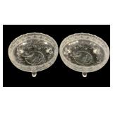 2 Indiana Glass Bird & Strawberry Footed Bowls
