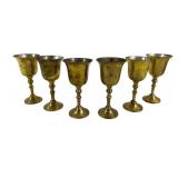 6 Brass Cordial Goblets - 4' Tall