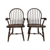 Pr Windsor Style Spindle Back Armchairs