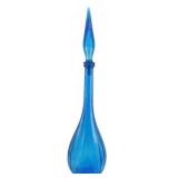 Mid Century Empoli Blue Glass Genie Bottle