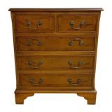 English Yew Wood 2 Over 3 Drawer Chest