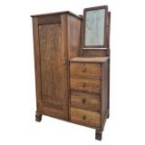 Oak Chifferobe 1 Door 4 Drawer w/ Tilt Mirror