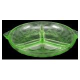 Uranium Depression Glass Cameo Relish Dish