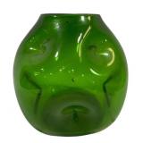 Blenko Green Pinched Glass Vase - 8" Tall