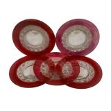 5 Red/Clear Plates - 10.75' Round