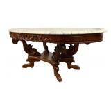 Vintage Oval Marble Top Coffee Table