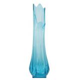L.E. Smith Blue Swung Glass Vase 21'