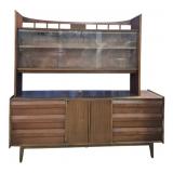 Lane First Edition 2 Part Hutch w/ Glass Top