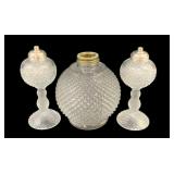 3 Glass Oil Lamp Bases - 6.75', 7' Tall