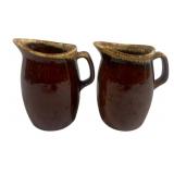 2 Hull Pottery Pitchers - 4.5' Tall