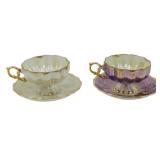 2 Royal Sealy China Cups & Saucers 3'