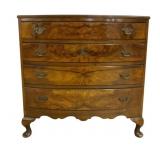 Antique English Burl Walnut 4 Drawer Chest