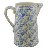 Vintage Stoneware Spongeware Pitcher 9'