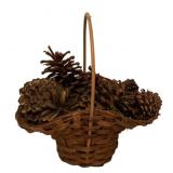Woven Basket w/ Pinecones 16"x15"x11"