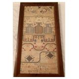 Antique Framed Needlepoint Sampler