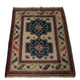 Vtg Wool Kilim Rug 75"x51"