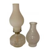 Vtg Clear Glass Oil Lamp w/ Extra Globe 15.5"