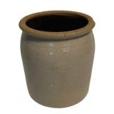Gray Salt Glazed Stoneware Crock 8"x7" - as is