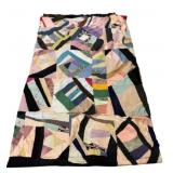 Vtg Patchwork Crazy Quilt Top Unfinished