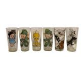 6 Pepsi Looney Tunes Character Glasses, 6"