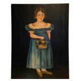 Signed Oil on Canvas Portrait of Girl 24"x18"
