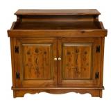 Wood Cabinet / Drysink w/ Floral Motif