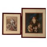 2 Framed Santa Prints 15"x11.5"