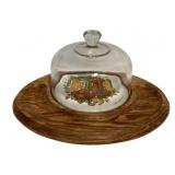 Vtg Mid Century Serving Dish w/ Glass Dome