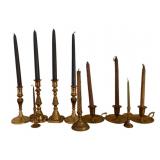 Lot of Assorted Brass Candleholders