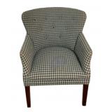 Vtg Blue Gingham Upholstered Armchair