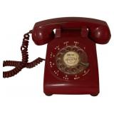 Vtg Red ITT Rotary Dial Telephone 5"x9"x5"