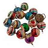 Assorted Vtg Striped Glass Christmas Ornaments