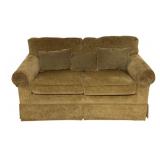 Olive Green Chenille Love Seat w/3 Pillows