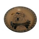 1991 Eldreth Pottery Pie Plate w/ Santa Design