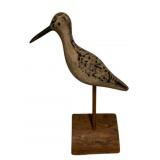 Carved Wood Shorebird Decoy on Stand Signed