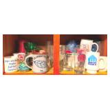 Cabinet Lot of Assorted Mugs & Glasses