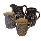 4 Spongeware Pitchers
