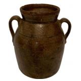 Antique Brown Glazed Stoneware Crock 7.5"x7"