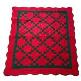 Vtg Red & Green Patchwork Quilt 60"x48"