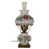 Vintage Milk Glass Hand Painted Lamp - 18"