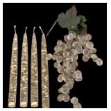 4 Acrylic Candles & Glass Grapes