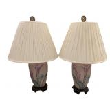 2 Ceramic Floral Table Lamps