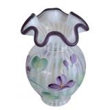 Fenton Purple Crest Vase, w/spiral optic texture